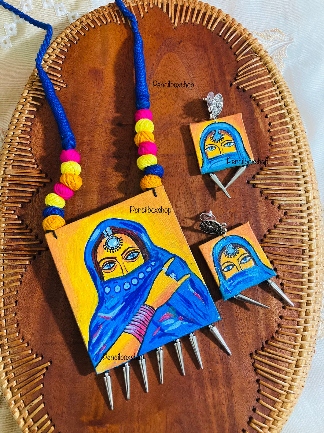 Handmade Handpainted Nawabi necklace set