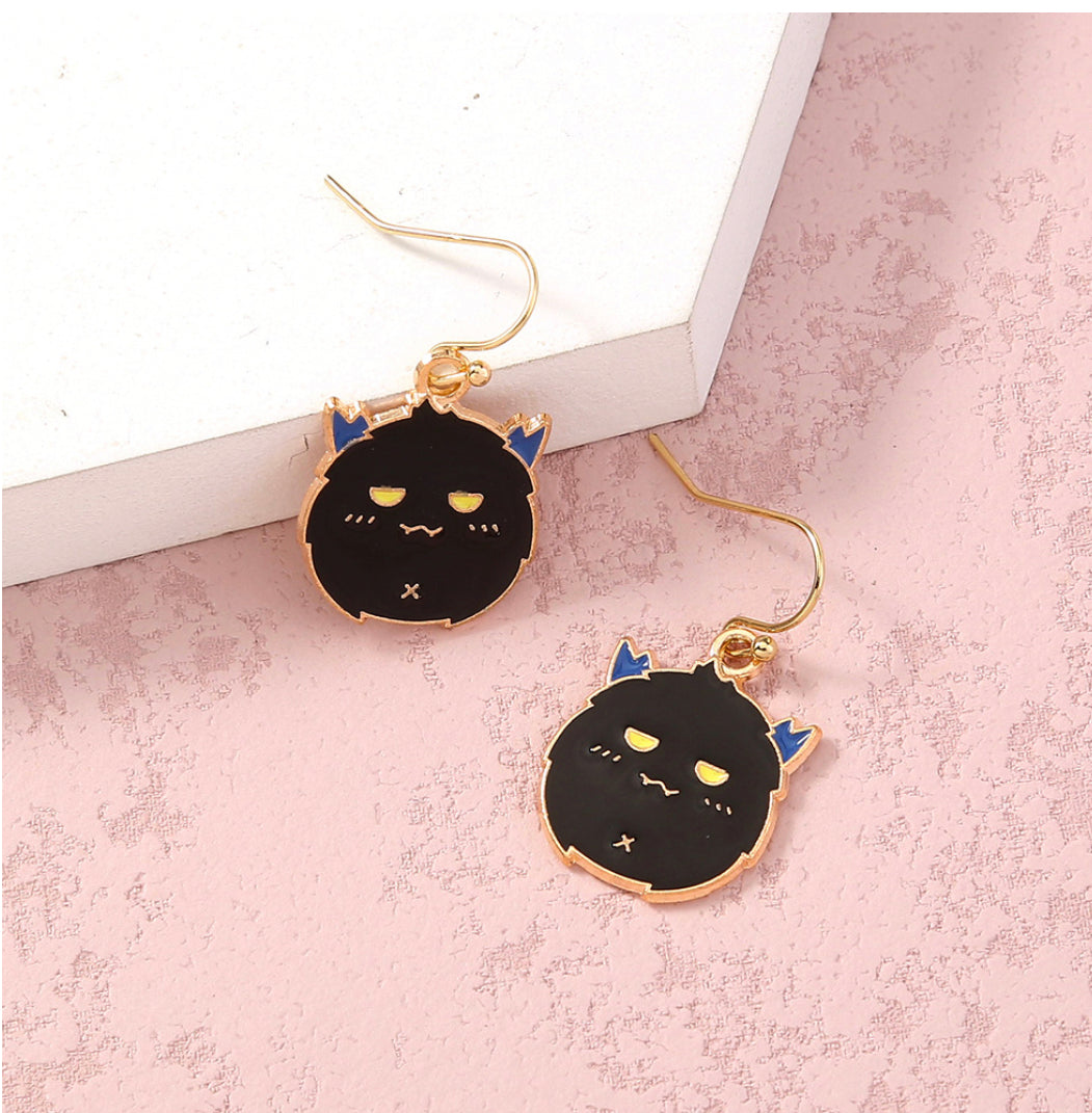 Black Cat Cute Small Daily wear Earrings IDW