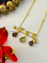 Load image into Gallery viewer, Peacock Contemporary Natural Stone Brass Long Chain Necklace
