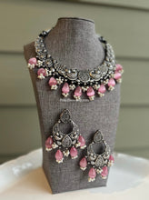 Load image into Gallery viewer, German silver Stone Peacock Statement necklace set
