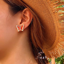 Load image into Gallery viewer, Dripping Butterfly Copper Golden Stud Earrings, butterfly earrings IDW
