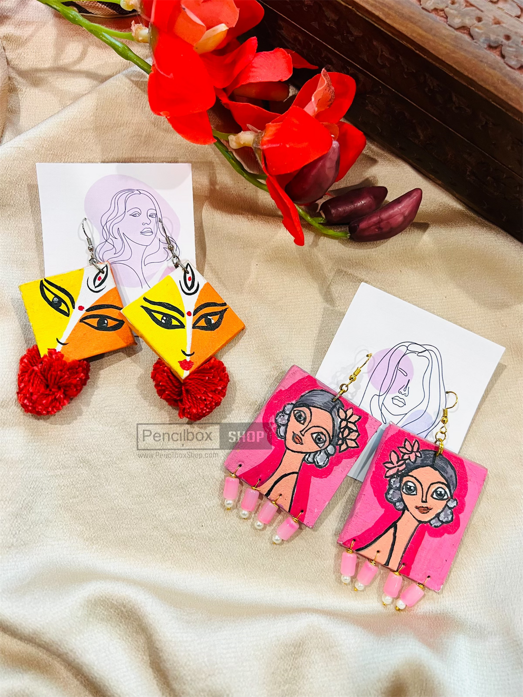 Handmade handpainted Statement Girly Statement Earrings