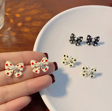 Load image into Gallery viewer, Polka Dots Small Bow Stud Earrings IDW

