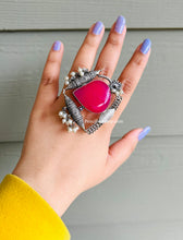 Load image into Gallery viewer, German Silver Adjustable Fusion Rings Natural Stone Contemporary
