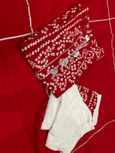 Load image into Gallery viewer, 3 pc red bandhani gota work rayon sharara set women clothing women dress
