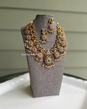 Load image into Gallery viewer, Multicolor Temple Exclusive Peacock Real Kemp stone Necklace Set
