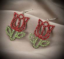 Load image into Gallery viewer, Rose Flower Cz stones Earrings IDW
