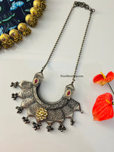 Load image into Gallery viewer, German silver Stone Fusion Long Ghunghroo necklace
