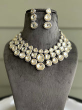 Load image into Gallery viewer, White uncut Stone Statement Designer Necklace set
