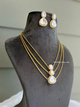 Load image into Gallery viewer, 22 carat Gold plated moissanite Stone Three Stone Layered Necklace set
