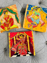Load image into Gallery viewer, Set of 3 Dancing Lady Wall plates mango wood handpainted handmade Home decor
