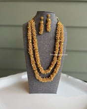 Load image into Gallery viewer, White pearl golden double layer Mala Necklace set
