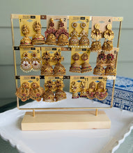 Load image into Gallery viewer, Temple earrings Golden Finish Mix collection of jhumka earrings
