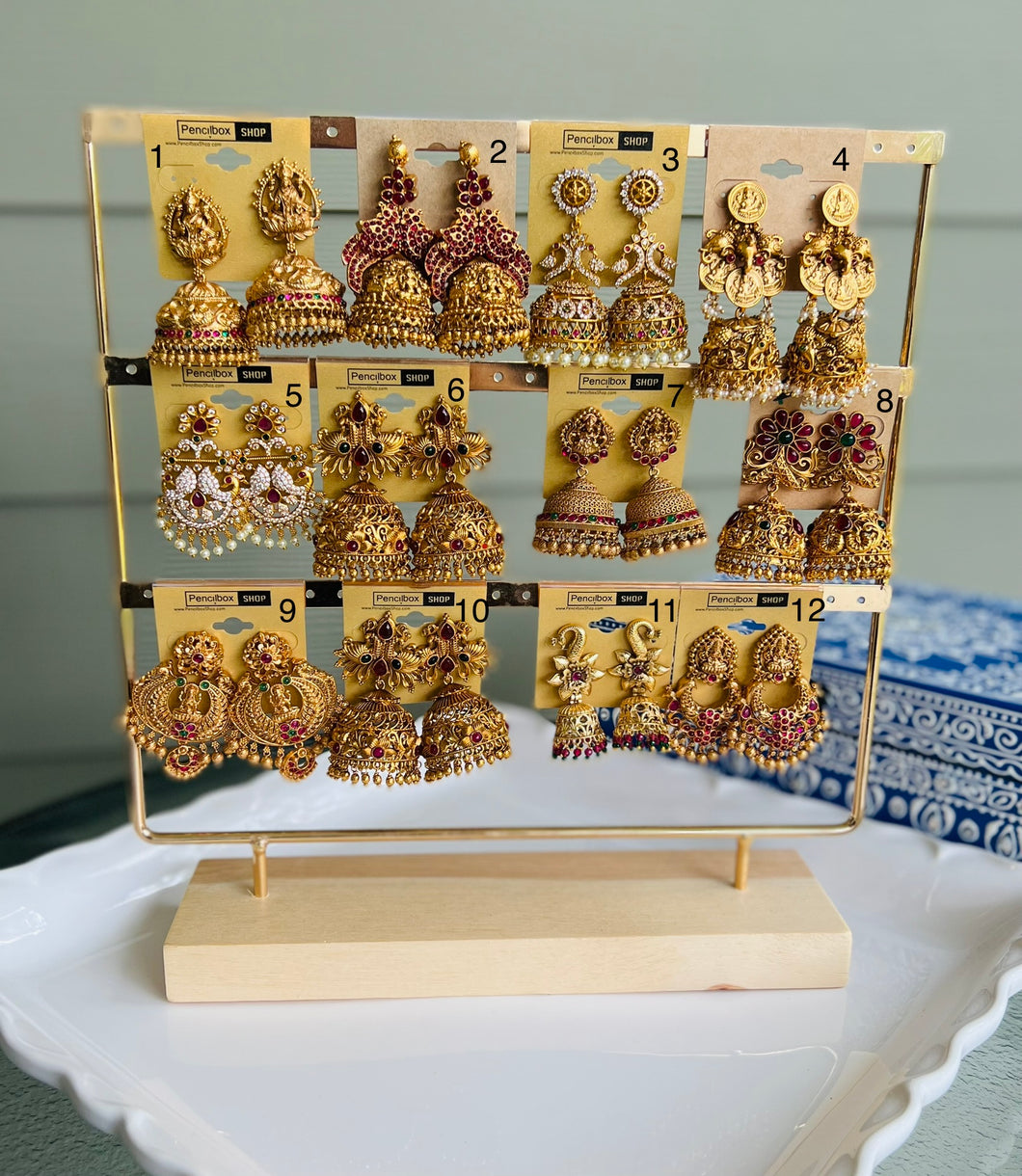 Temple earrings Golden Finish Mix collection of jhumka earrings