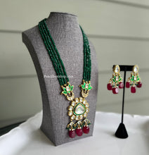 Load image into Gallery viewer, Kundan Meenakari Long Layered Back side Meenakari Heavy Designer Necklace set
