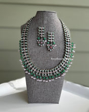 Load image into Gallery viewer, German Silver Mint Pink Long Short Wide Necklace Set
