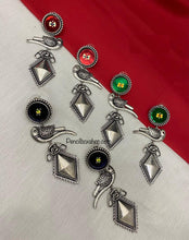 Load image into Gallery viewer, German silver glass meena Peacock Bird  Earrings, women earrings
