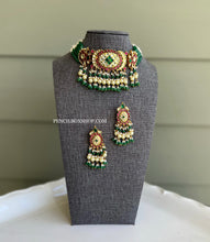 Load image into Gallery viewer, Raha Pachi Kundan Ruby Green Multicolor Designer choker Necklace set
