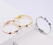 Load image into Gallery viewer, Evil eye Rhinestone Steel Openable Bracelets for women
