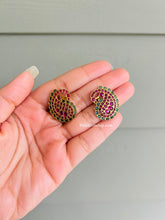 Load image into Gallery viewer, Peacock mango design Real kemp Stone Stud Earrings
