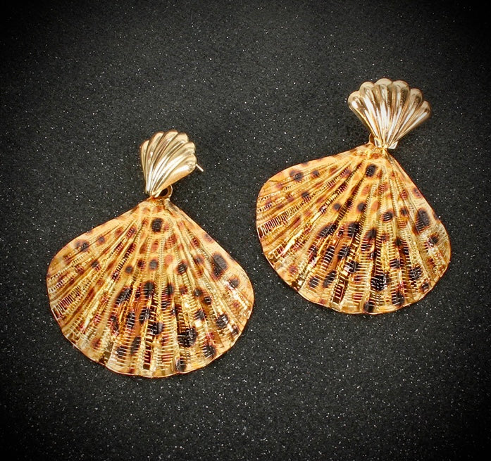 Leopard Print animal print Shell Shape earrings IDW
