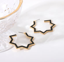Load image into Gallery viewer, Black Star shaped Hoop Earrings IDW women jewelry
