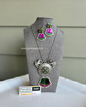 Load image into Gallery viewer, German silver Elephant Long Chain Designer silver Big pendant necklace set
