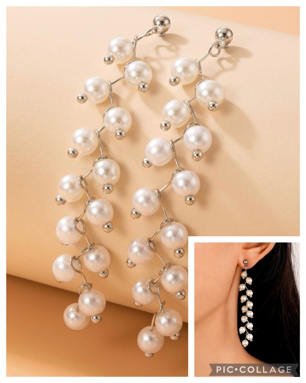 Hanging White pearl Dangling Earrings IDW