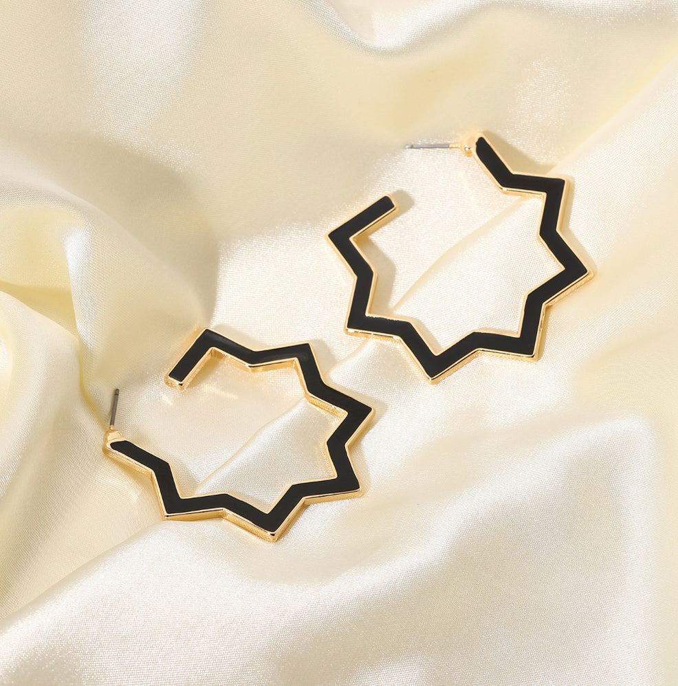 Black Star shaped Hoop Earrings IDW women jewelry