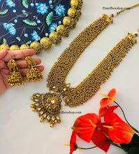 Load image into Gallery viewer, Multicolor Kemp Stone Pearl Kundan Golden Designer Haram Necklace set
