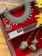 Load image into Gallery viewer, Premium Quality Statement Designer Polki Kundan Inaaya Necklace set with Maangtikka
