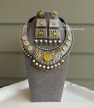Load image into Gallery viewer, German silver Stone Statement Premium necklace set
