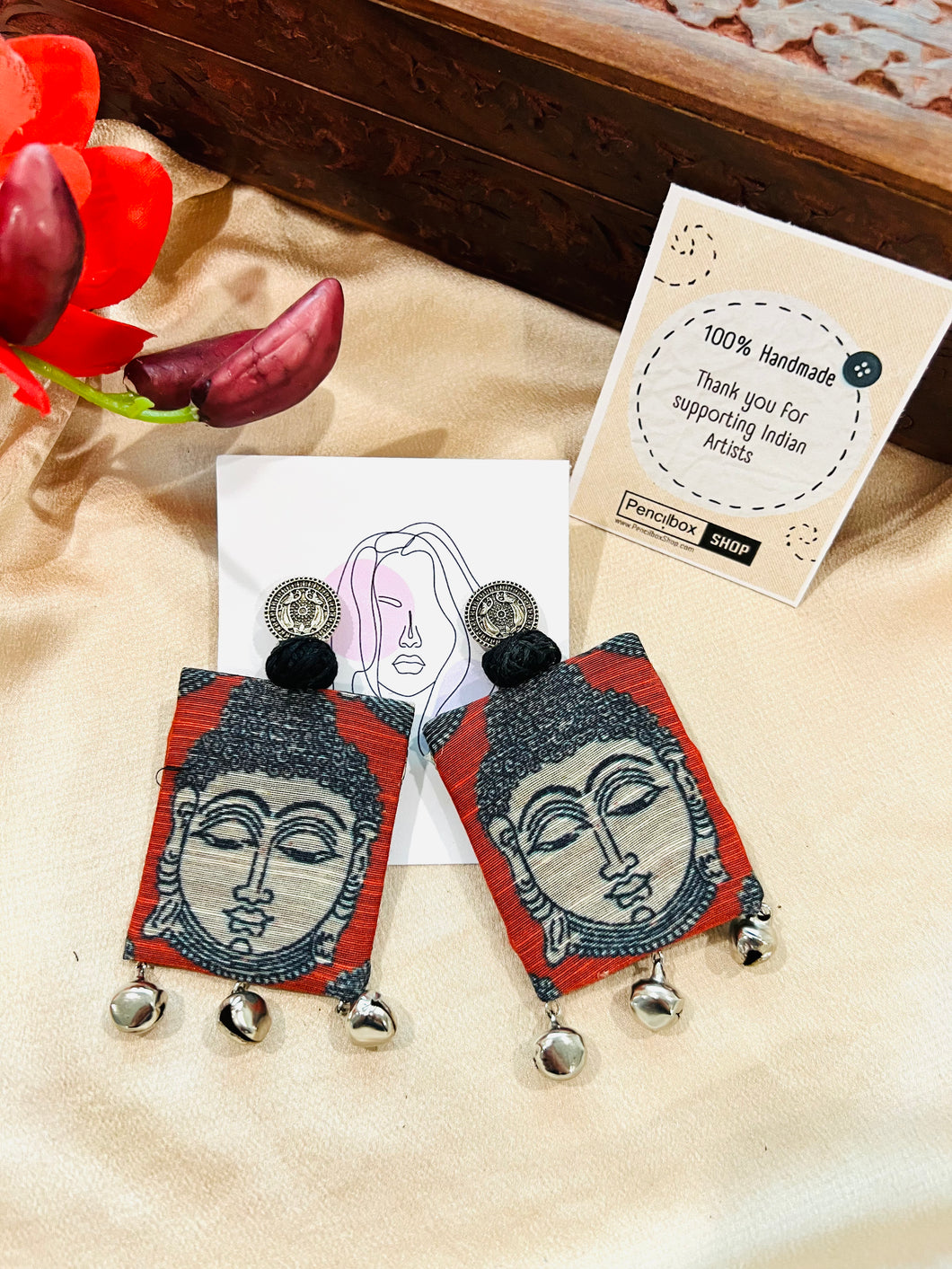 100% Handmade Buddha Ghunghroo Earrings