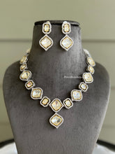Load image into Gallery viewer, Uncut Kundan Delicate Cz Silver Foiled Necklace set

