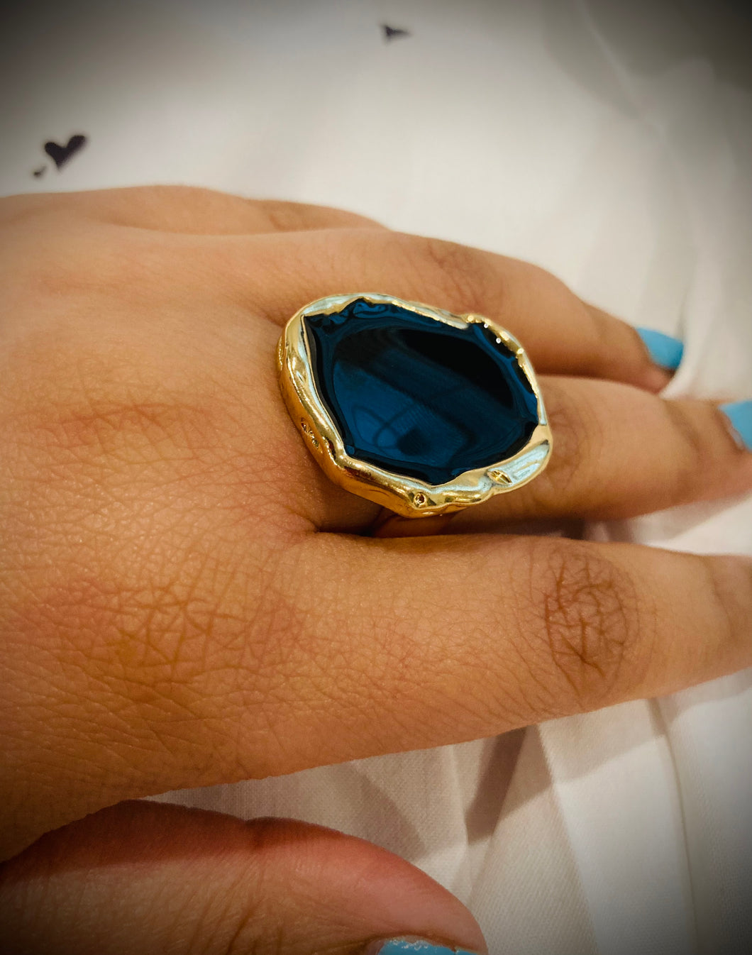 Black Golden Non adjustable Ring size 8 IDW