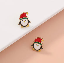 Load image into Gallery viewer, Christmas cap Penguin Small Stud Earrings for women comes in gift box IDW,women earrings
