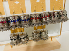 Load image into Gallery viewer, Indian Big Jhumkas with hanging ghunghroo Oxidised Earrings

