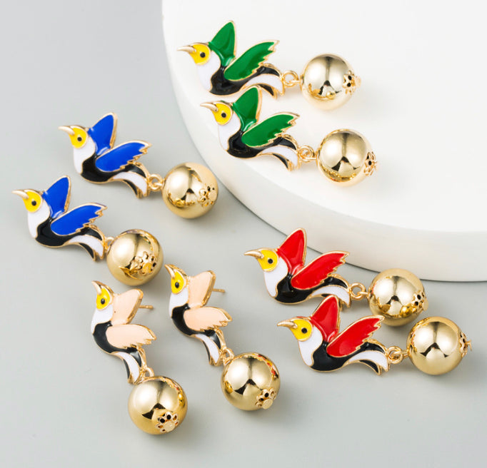 Bird metal flying pigeon Gold Plated Earrings women accessories IDW