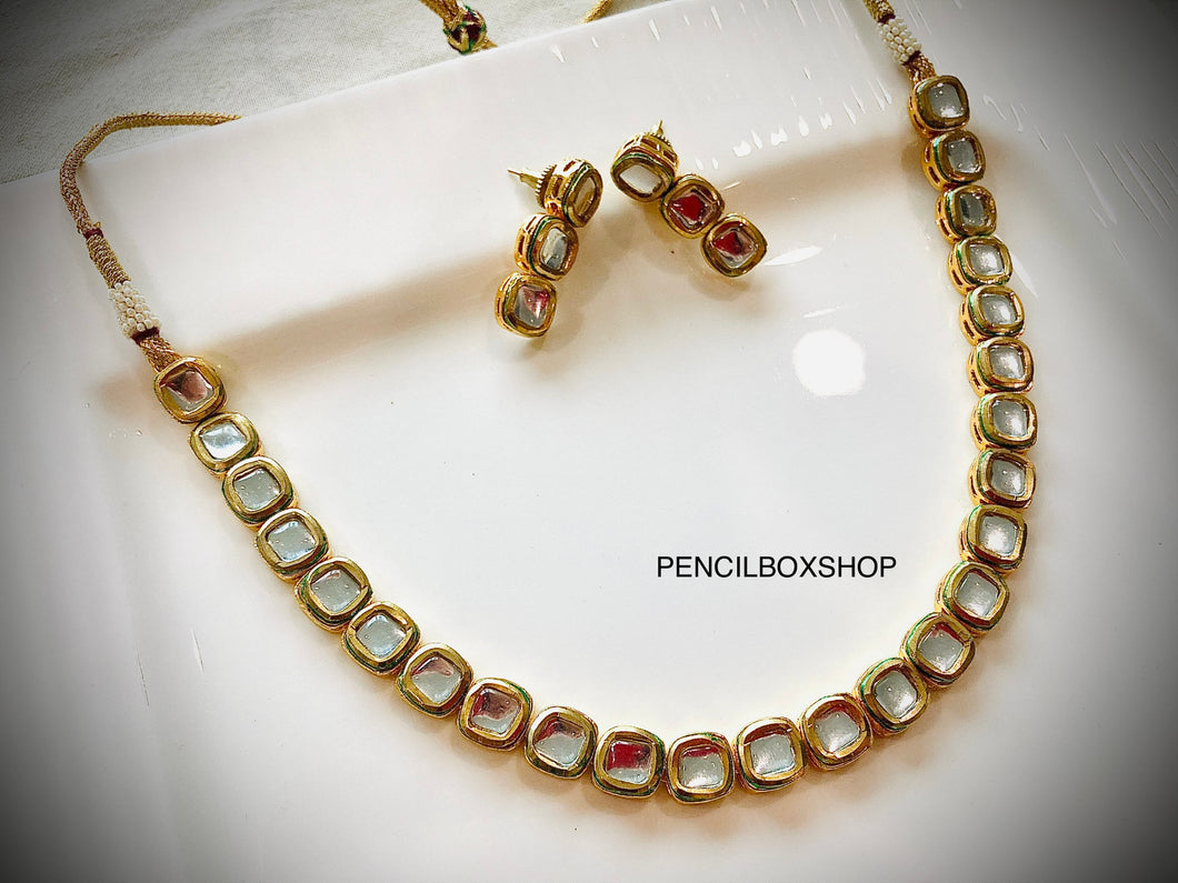 Single line Kundan Necklace set Radhika