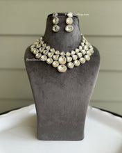 Load image into Gallery viewer, White uncut Stone Statement Designer Necklace set
