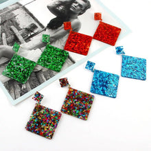 Load image into Gallery viewer, Acrylic Sparkling Christmas Long Square Earrings IDW
