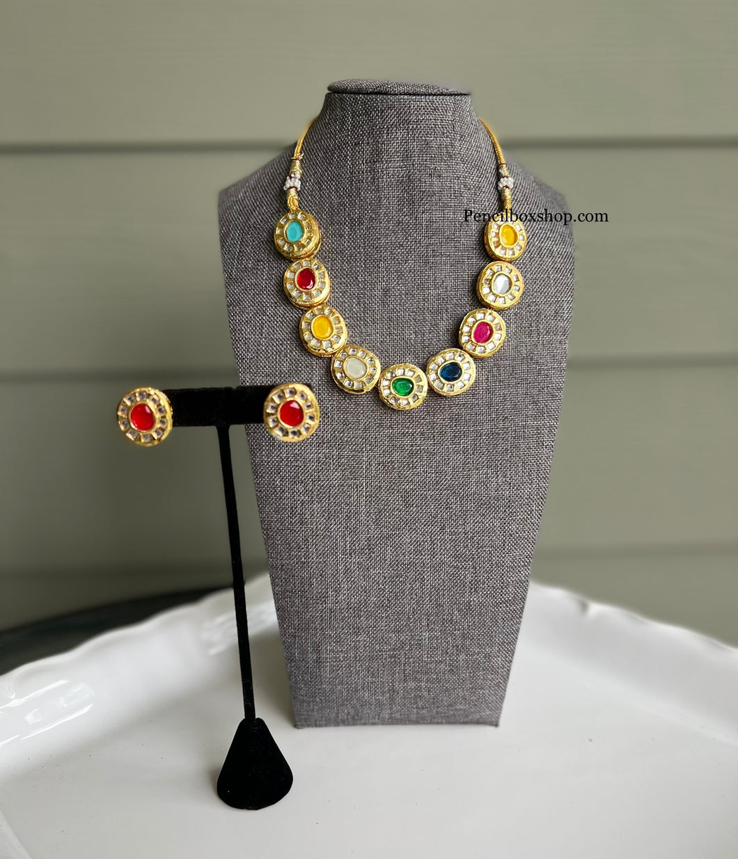Multicolor Kundan Back side Meenakari Designer Necklace set