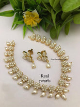 Load image into Gallery viewer, Real pearl American diamond Multicolor Premium Pearls Necklace set
