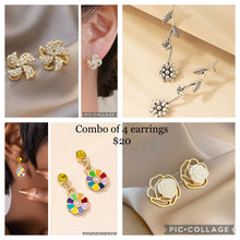Load image into Gallery viewer, 4 piece stud Combo set 92.5 silver post earrings IDW
