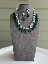 Load image into Gallery viewer, Harnaaz Kaur Series Miss Universe Kundan Rodium polish Victorian glass beads necklace set
