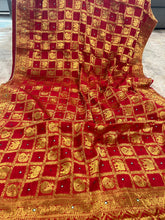 Load image into Gallery viewer, Maroon Elephant Peacock  Golden Zari Border Silk Saree Elegant
