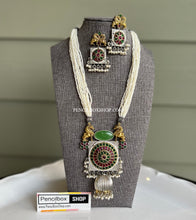 Load image into Gallery viewer, Fusion German Silver Long Lion Multicolor necklace set
