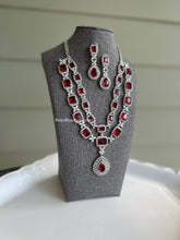 Load image into Gallery viewer, Designer Premium American Diamond Silver Ruby  Cz  layered Necklace
