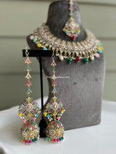 Load image into Gallery viewer, Premium Quality Statement Designer Polki Kundan Inaaya Necklace set with Maangtikka

