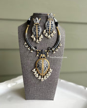 Load image into Gallery viewer, German silver Lookalike Dual tone Peacock Lotus Hasli Necklace set
